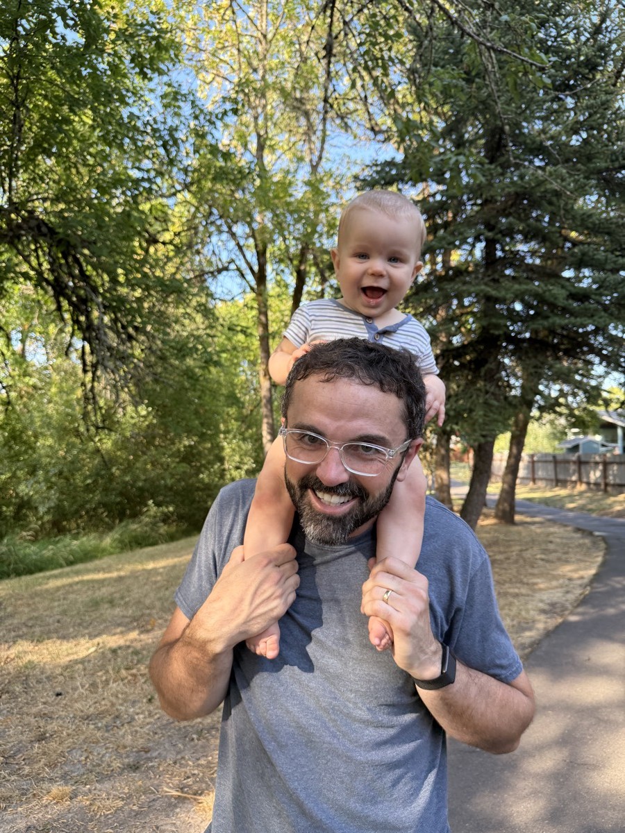 Andy McAteer with his son in Corvallis, Oregon